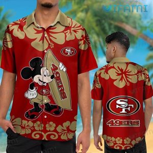 49ers Hawaiian Shirt Mickey Surfing San Francisco 49ers Gift