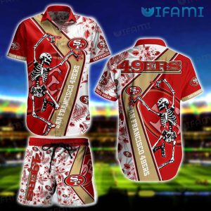 49ers Hawaiian Shirt Skeleton Dancing San Francisco 49ers Gift