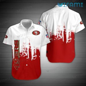 49ers Hawaiian Shirt White And Red San Francisco 49ers Gift