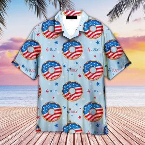 4th Of July Blue And Red Donuts Hawaiian Shirt For Men Women