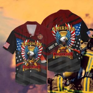4th Of July Independence Day American Firefighter Eagle Hawaiian Shirt
