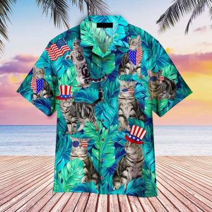 4th Of July Independence Day Cat Lover Hawaiian Shirt For Men Women