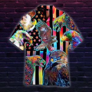 4th Of July Independence Day Colorful Eagles Hawaiian Shirt For Men Women