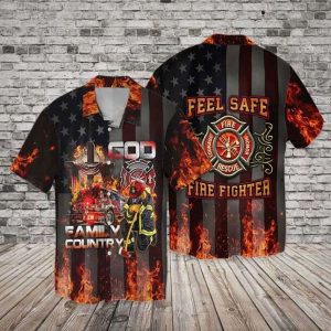 4th Of July Independence Day Memorial Day Firefighter Family Country Feel Safe Hawaiian Shirts