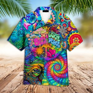 80s Hawaiian Shirt Hippie Peace Love 80s Hawaiian Shirt
