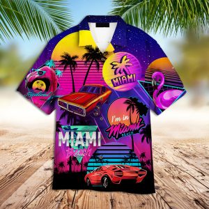 80s Hawaiian Shirt Neon Retro 80s Miami Beach Hawaiian Shirt
