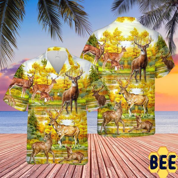 A Beautiful Summer With Deer Trending Hawaiian Shirt-1