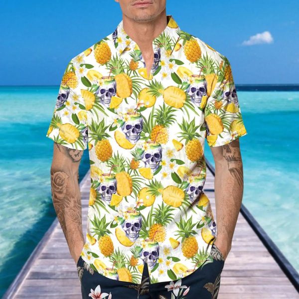 Aloha Pineapple Skull Hawaiian Shirt This Trends Summer Beach