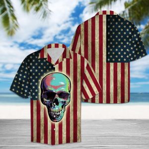 Aloha Shirt Skull American Flag H207018 Hawaiian Shirt
