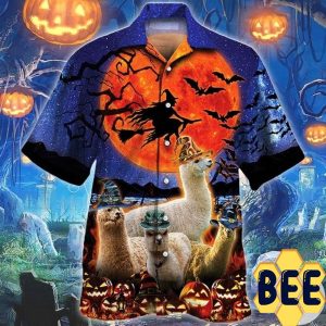 Alpaca Lovers Halloween Night Halloween Hawaiian Shirt-1