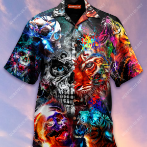 Amazing Battle Between Tiger And Skull Unisex Hawaiian Shirt-1