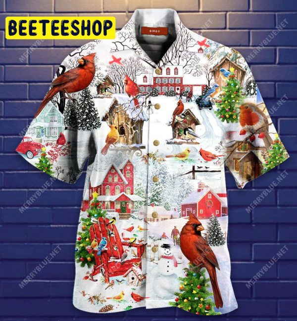 Amazing Christmas Birds Unisex Trending Hawaiian Shirt-1