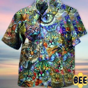 Amazing Kaleidoscope Cat Trending Hawaiian Shirt-1