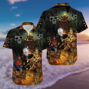 Amazing Pirate Skull Finding Treasure Hawaiian Shirts H-1