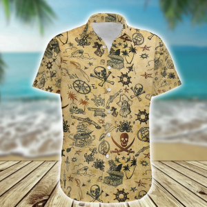 Amazing Pirate Skull Print Polyester Hawaiian Shirt-1