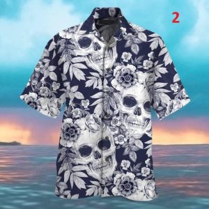Amazing Skull Floral Hawaiian Aloha Shirts Beach Trip