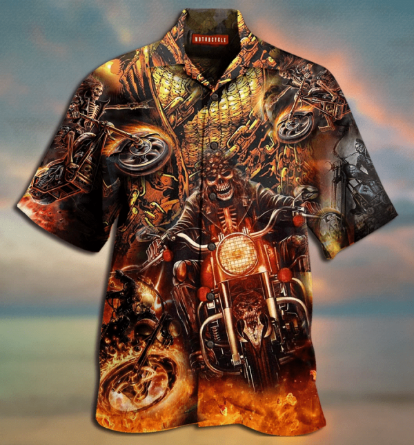 Amazing Skull Motorcycle Racing Hawaiian Shirts V-1