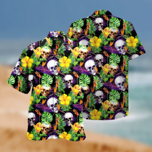 Amazing Skull Tropical 3d Print Hawaiian Shirts