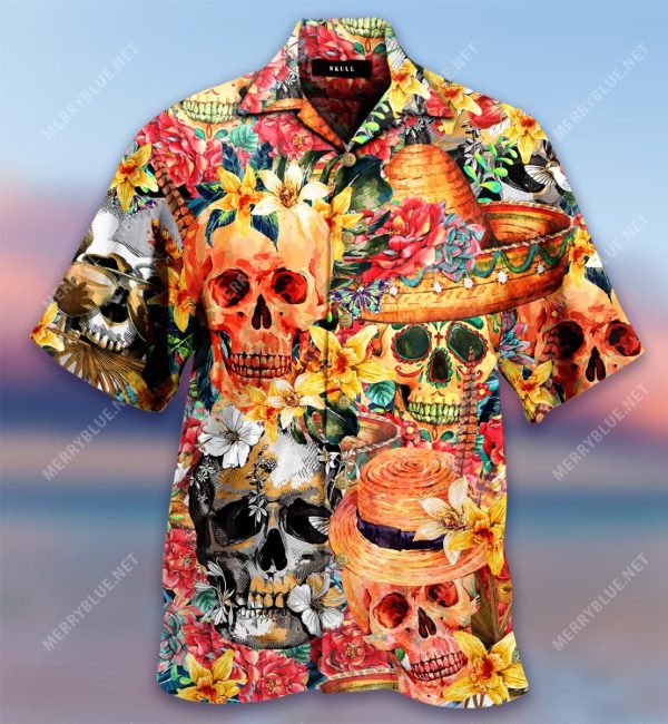 Amazing Skull Tropical Aloha Hawaiian Shirt Colorful Short Sleeve Summer Beach