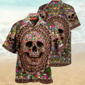 Amazing Smiling Skull Unisex Hawaiian Aloha Shirts
