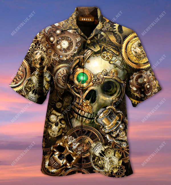 Amazing Steampunk Skull Hawaiian Shirt-1