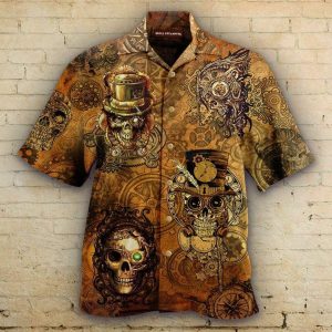 Amazing Vintage Skull Steampunk Hawaiian Aloha Shirt