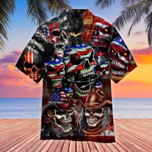 America Skull 4th Of July Hawaiian Shirt For Men Women