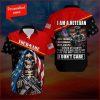 American Flag Skull Veteran Hawaiian Aloha Shirt