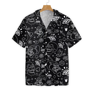 American Traditional Flash Tattoo Skull Hawaiian Shirt Crazy Funny Hawaiian Shirt