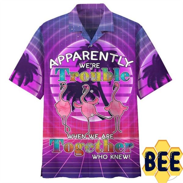 Apparently Were Trouble When We Are Together Who Knew Flamingo Hawaiian Shirt-1