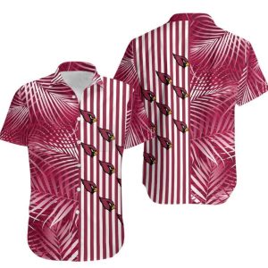 Arizona Cardinals Palm Leaves And Stripes Nfl Hawaiian Shirt For Fans-1