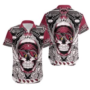 Arizona Cardinals Skull Nfl Hawaiian Shirt For Fans 01-1