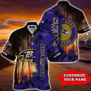 Baltimore Ravens Hawaiian Shirt tropical island personalized