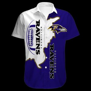 Baltimore Ravens Nfl Hawaiian Button Shirt-1
