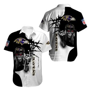 Baltimore Ravens button-up shirt Iron Maiden gift for Halloween