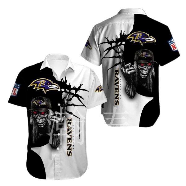 Baltimore Ravens button-up shirt Iron Maiden gift for Halloween