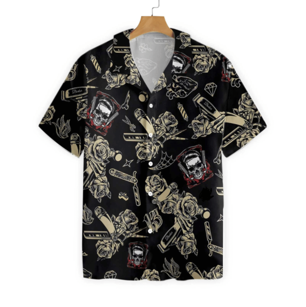 Barber Shop Skull Hawaiian Shirt