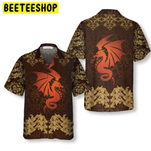 Baroque Dark Brown Dragon Trending Hawaiian Shirt-1