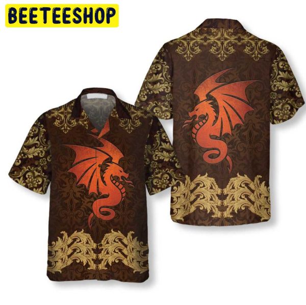 Baroque Dark Brown Dragon Trending Hawaiian Shirt-1