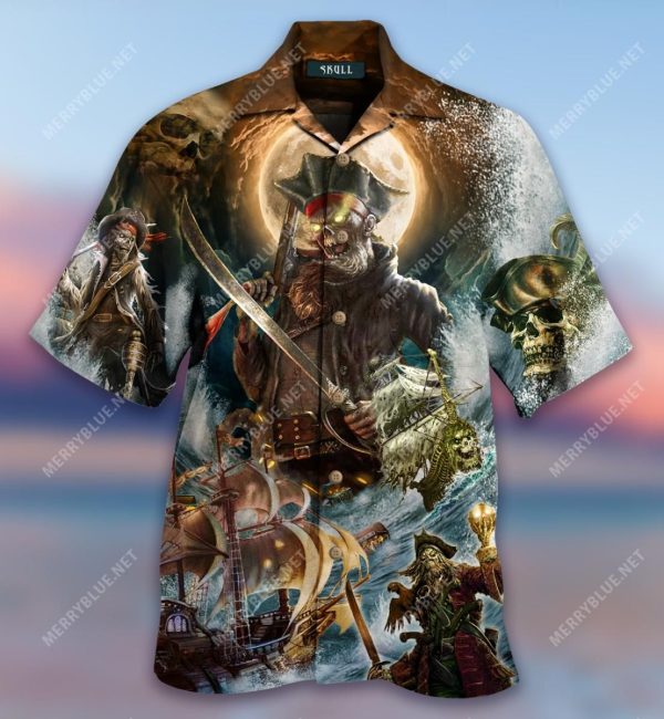 Be Scared As Full Moon Rises I Am Skull Pirate Aloha Hawaiian Shirt