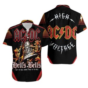 Beach Shirt Acdc Hell Bell Devil Skull Hawaiian Shirt