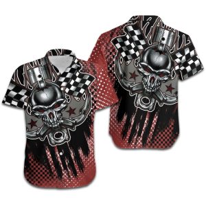 Beach Shirt Auto Racing Skull Vintage Women Hawaiian Shirt