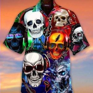 Beach Shirt Buy Hawaiian Aloha Shirts Skull Music Lets Get High