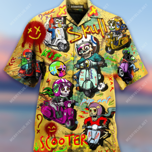 Beach Shirt Check Out This Awesome Skull Scooters Hawaiian Shirt
