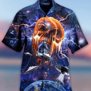 Beach Shirt Cover Your Body With Amazing Ailen Skull In The Galaxy Space Hawaiian Shirt
