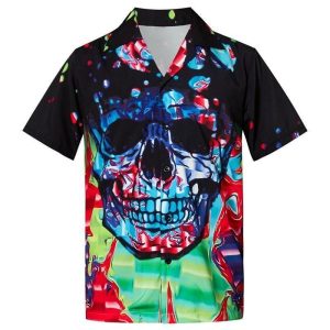 Beach Shirt Cover Your Body With Amazing Mens Hawaiian Shirts Skull