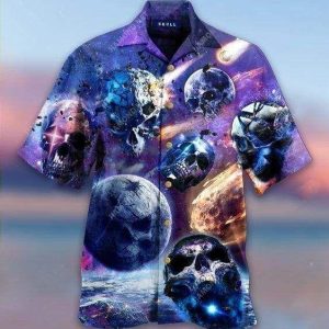 Beach Shirt Discover Cool Hawaiian Aloha Shirts Asteroids Skull