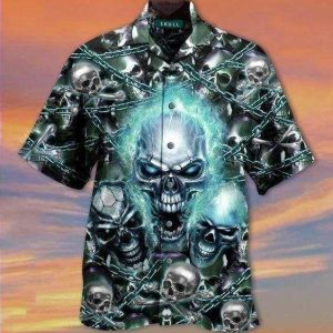 Beach Shirt Find Hawaiian Aloha Shirts Screaming Skull-1