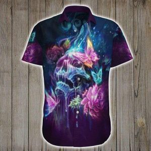 Beach Shirt Find Hawaiian  Shirts Skull Butterfly Colorful Art