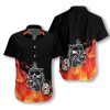 Beach Shirt Find Motorbike Skull With Fire Hawaiian Aloha Shirts-1